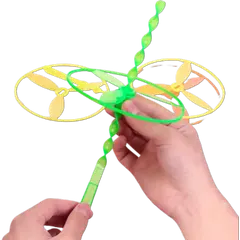 Bamboo Dragonfly Nostalgic Large Flying Fairy Children Toy Outdoor Flying Vehicle Hand Push Frisbee Pull Ufo Hand Rubbing 2pcs - Rokomari